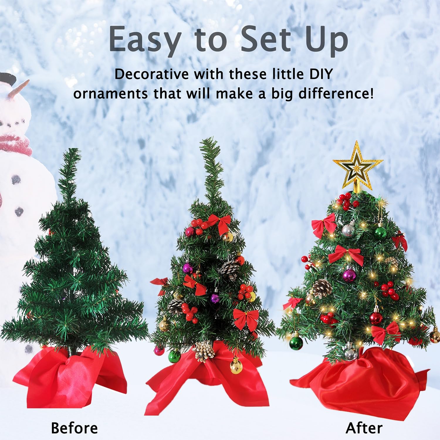 Foto 5 pulgar | Árbol De Navidad Juegoal Mini, Paquete De 2 Unidades, 60 Cm Con 50 Luces Led - Venta Internacional.