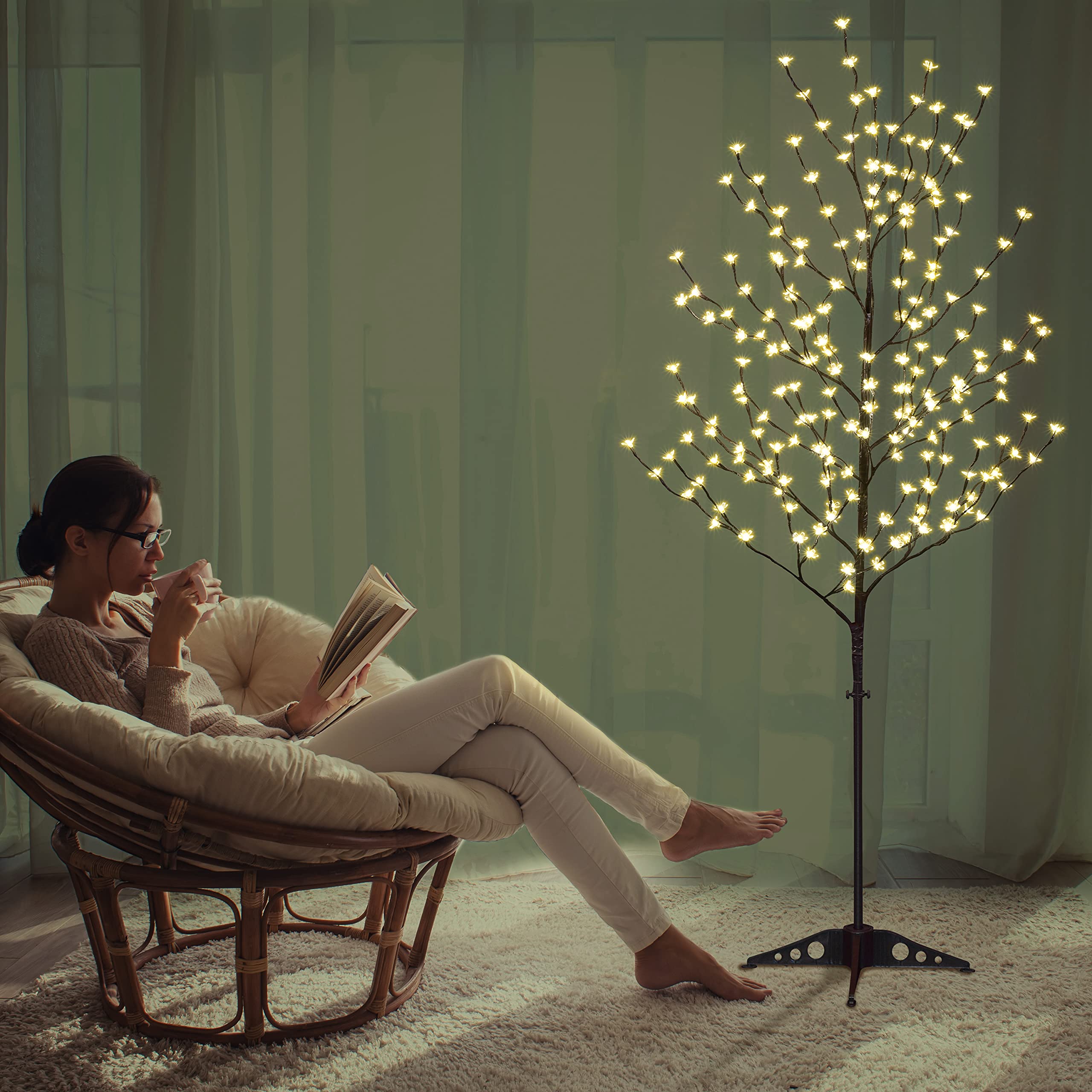 Foto 5 | Árbol Artificial Lightshare Cherry Blossom, 6.5 Pies, 208 Led - Venta Internacional.