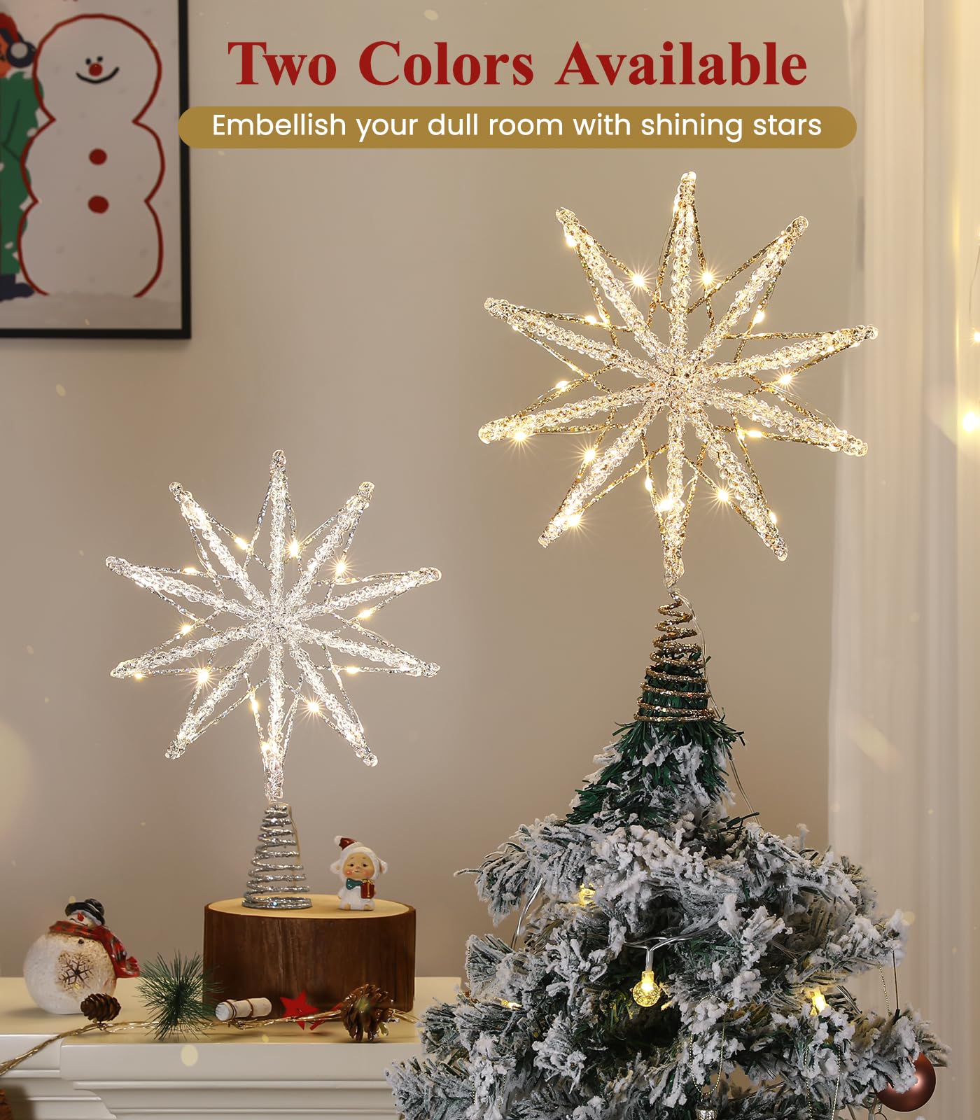 Foto 6 pulgar | Decoración Para Árbol De Navidad Luxspire Con Forma De Estrella Iluminada Con Mando A Distancia - Venta Internacional.