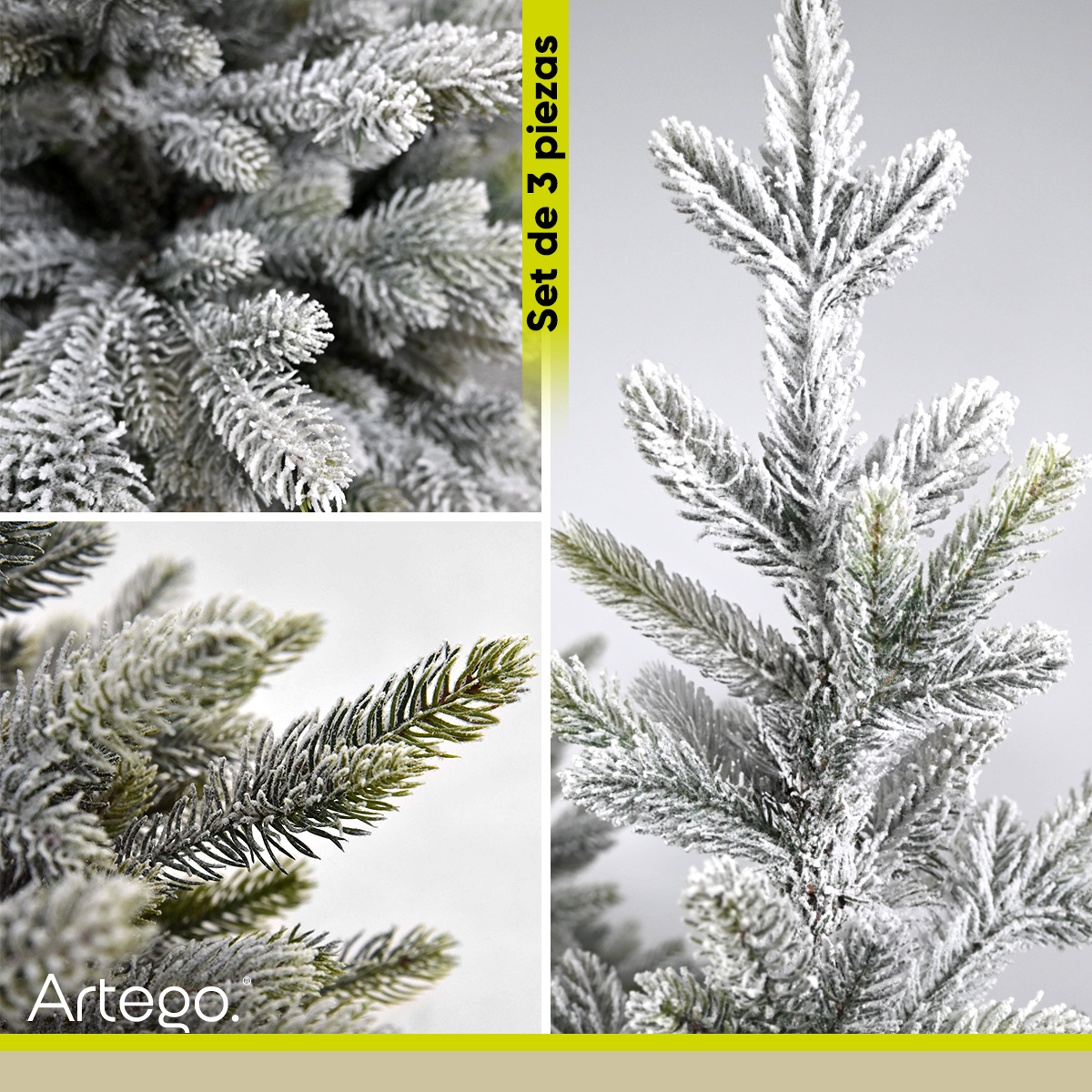 Foto 2 | Árboles De Navidad Set De 3 Piezas (70-85-100cm) Silvertip Fir Ramas Premium Material Polietileno (pe) Con Base De Mor