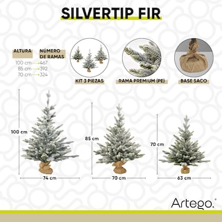Foto 4 | Árboles De Navidad Set De 3 Piezas (70-85-100cm) Silvertip Fir Ramas Premium Material Polietileno (pe) Con Base De Mor