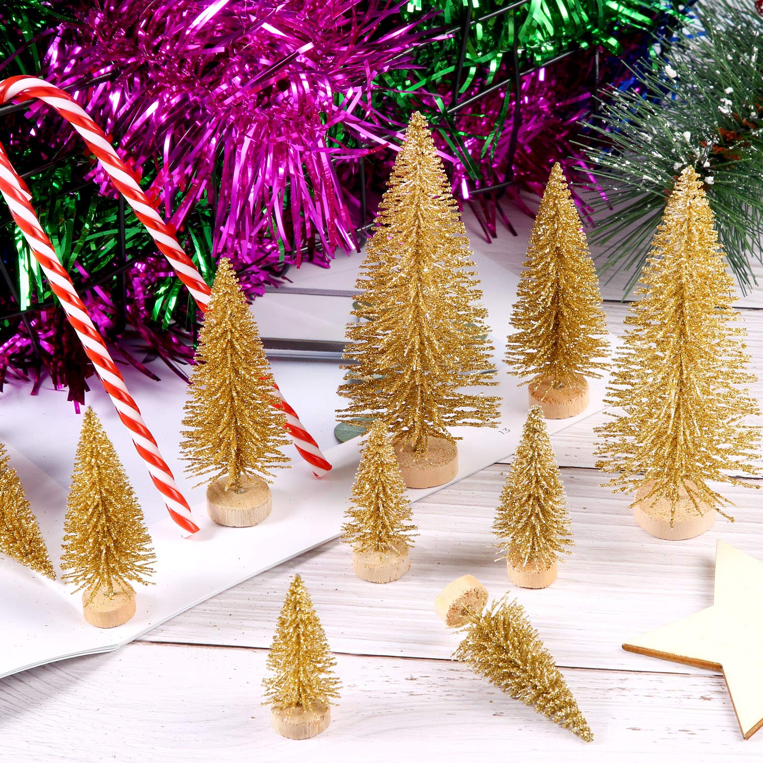 Foto 7 pulgar | Mini Árbol de Navidad Artificial Satinior Sisal Snow 60 Unidades - Venta Internacional