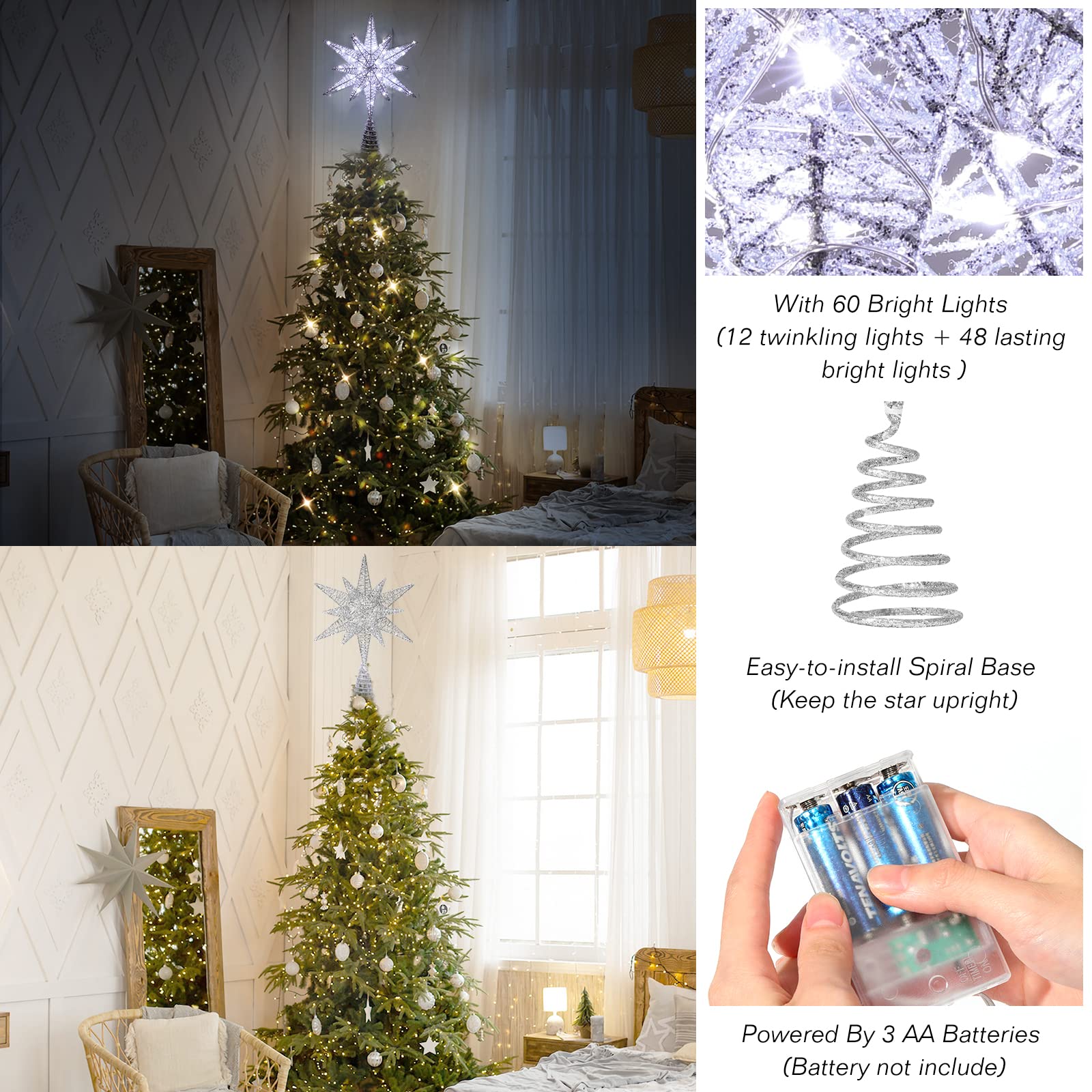 Foto 4 | Decoración Para Árbol De Navidad Luxspire Con Iluminación Led De 10 Pulgadas - Venta Internacional.