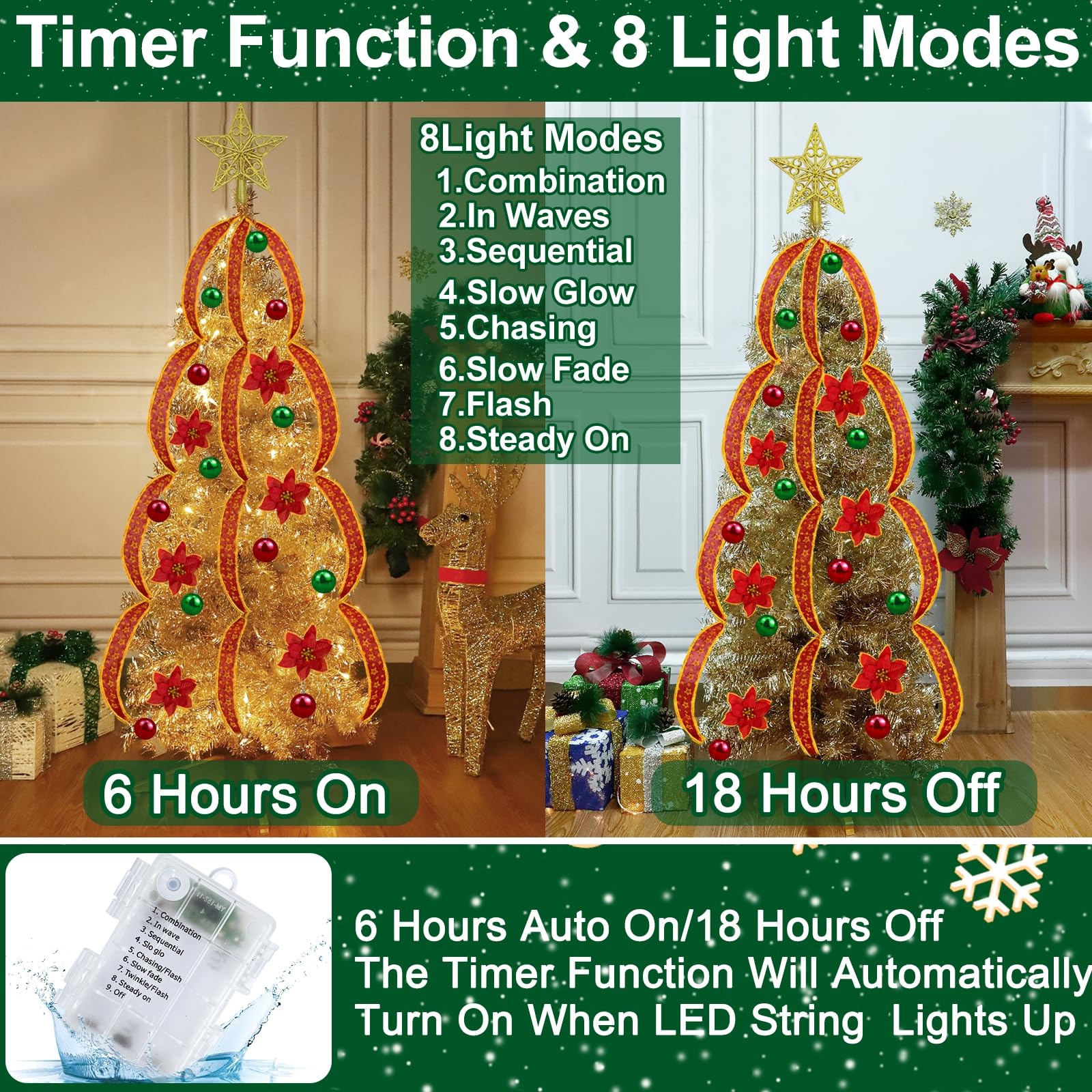 Foto 4 pulgar | [árbol De Navidad] Turnmeon De 4 Pies Con Luces Y Temporizador Y Decoración - Venta Internacional.