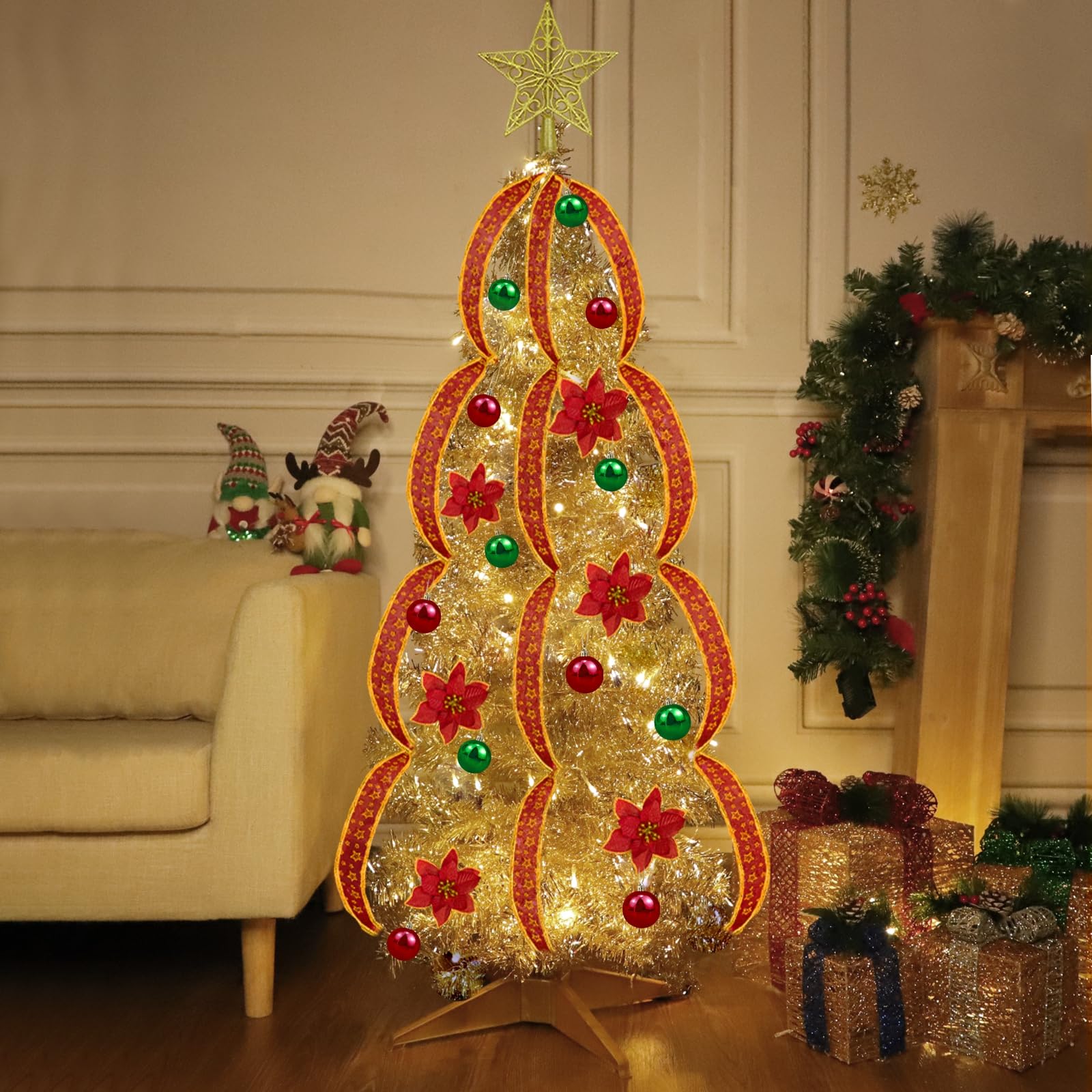 Foto 7 | [árbol De Navidad] Turnmeon De 4 Pies Con Luces Y Temporizador Y Decoración - Venta Internacional.