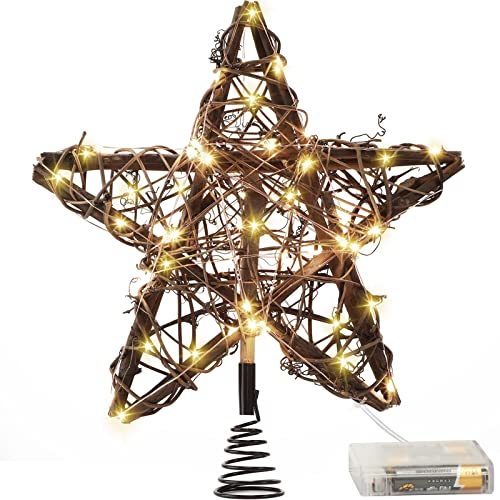 Foto 1 | Decoración Para Árbol De Navidad Con Forma De Estrella De Ratán, Color Marrón Natural - Venta Internacional.