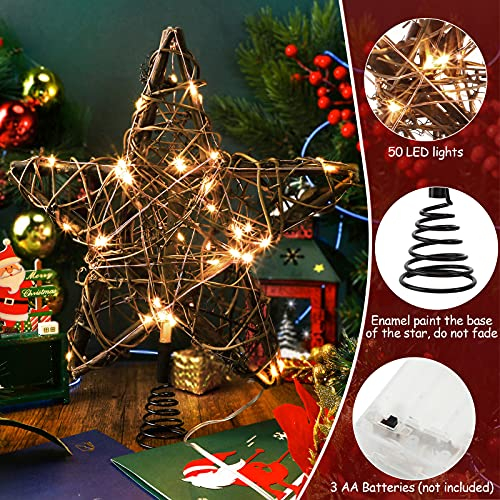 Foto 4 pulgar | Decoración Para Árbol De Navidad Con Forma De Estrella De Ratán, Color Marrón Natural - Venta Internacional.