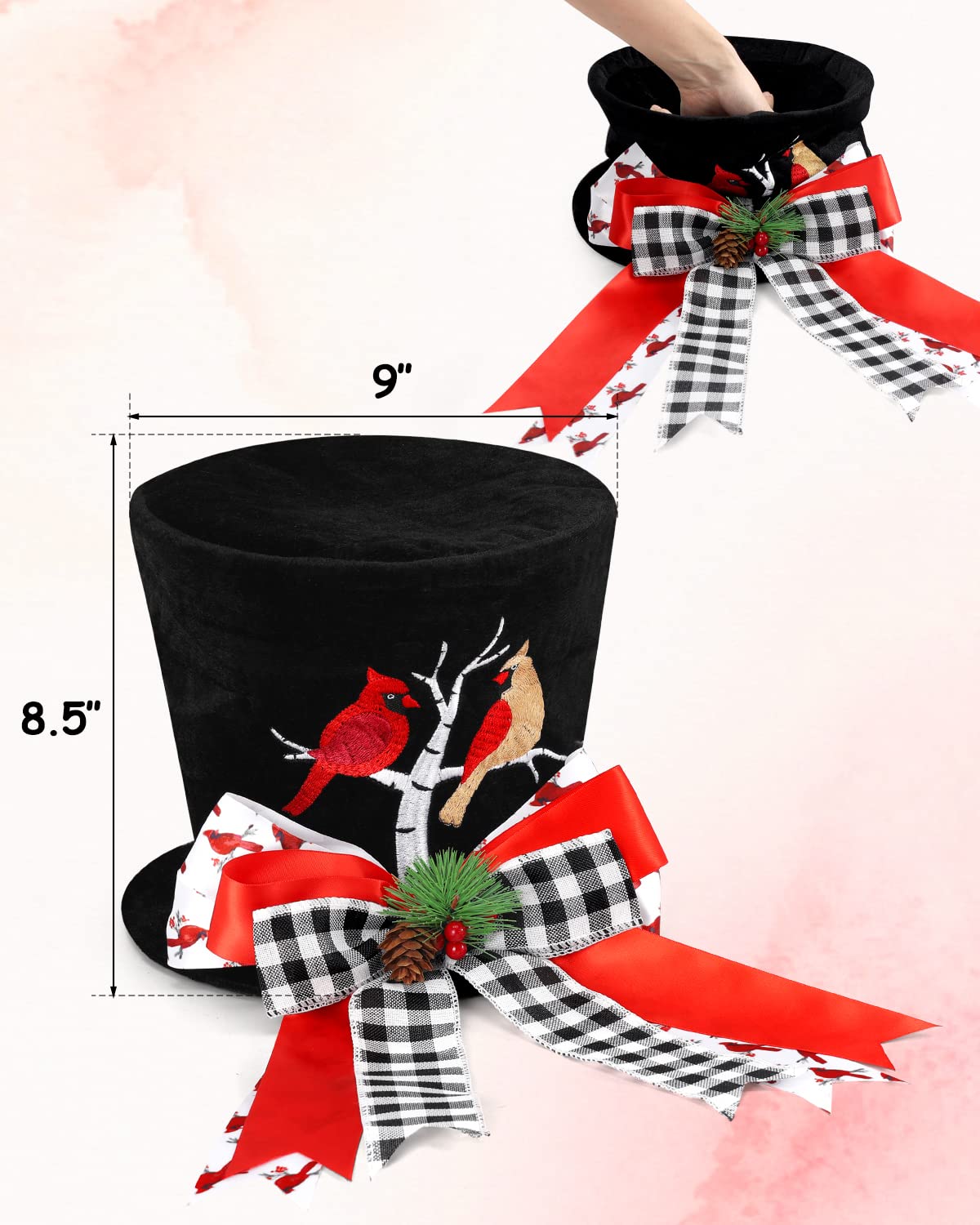 Foto 3 pulgar | Sombrero De Copa Con Diseño De Cardenal Con Diseño De Árbol De Navidad Y Diseño De Búfalo A Cuadros - Venta Inter