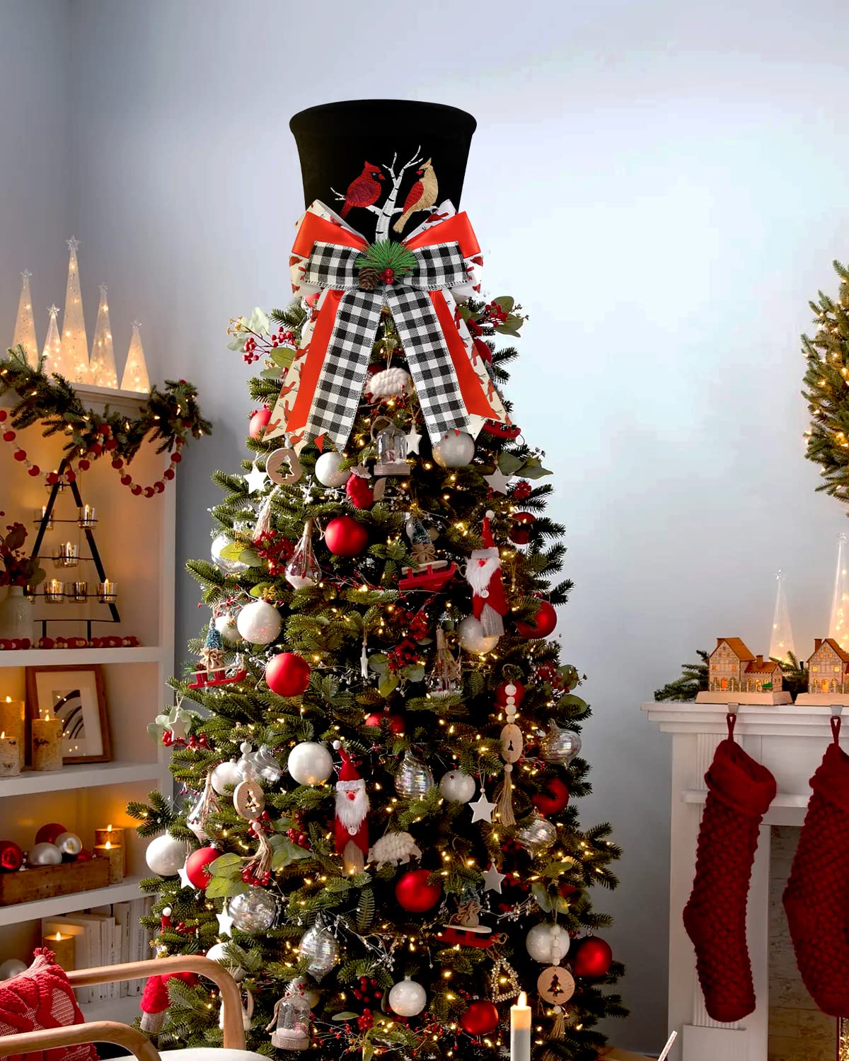 Foto 5 | Sombrero De Copa Con Diseño De Cardenal Con Diseño De Árbol De Navidad Y Diseño De Búfalo A Cuadros - Venta Inter