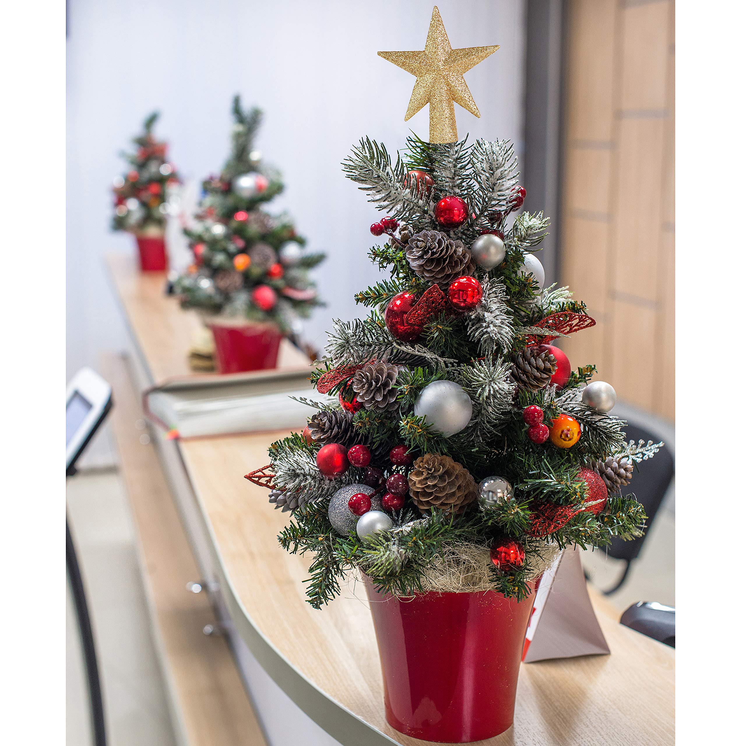 Foto 4 pulgar | Decoración Para Árbol De Navidad Con Forma De Estrella Dorada Con Purpurina, 5 Cm - Venta Internacional.