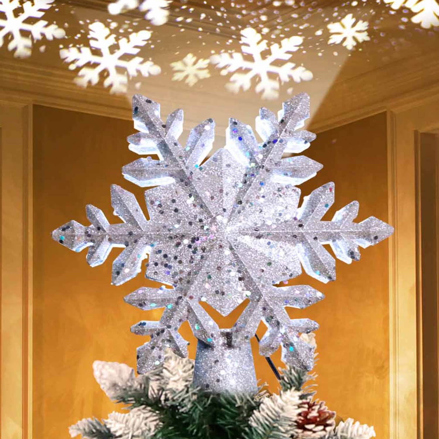 Foto 2 pulgar | Copo De Nieve Iluminado Aerwo Para Decorar El Árbol De Navidad Con Proyector - Venta Internacional.