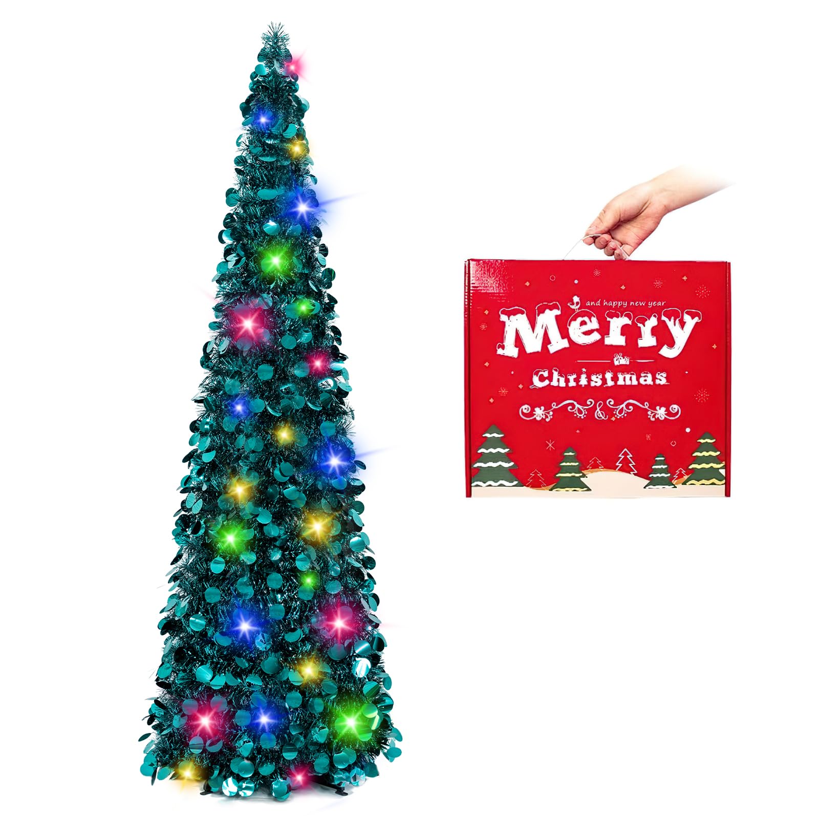 Foto 2 pulgar | Árbol De Navidad N&t Nieting De 5 Pies Con Luces, Plegable Y Desplegable - Venta Internacional.