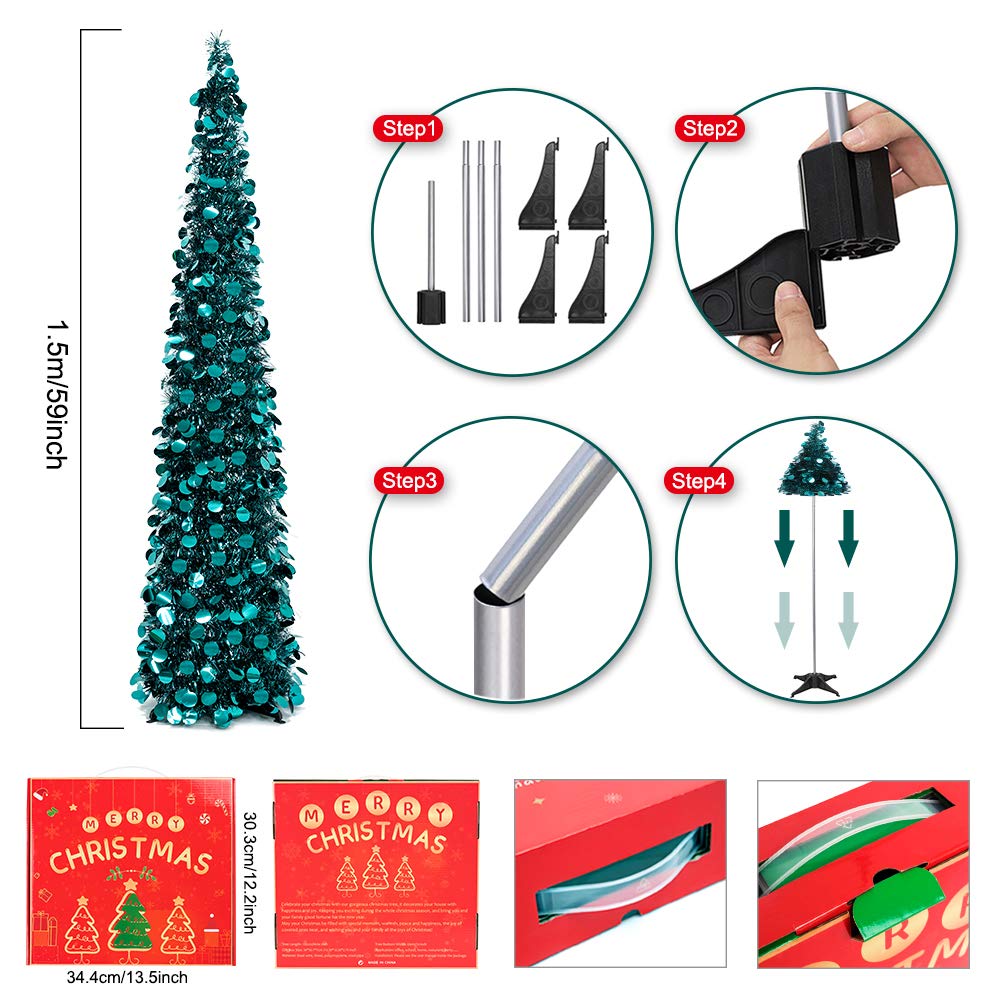 Foto 5 pulgar | Árbol De Navidad N&t Nieting De 5 Pies Con Luces, Plegable Y Desplegable - Venta Internacional.
