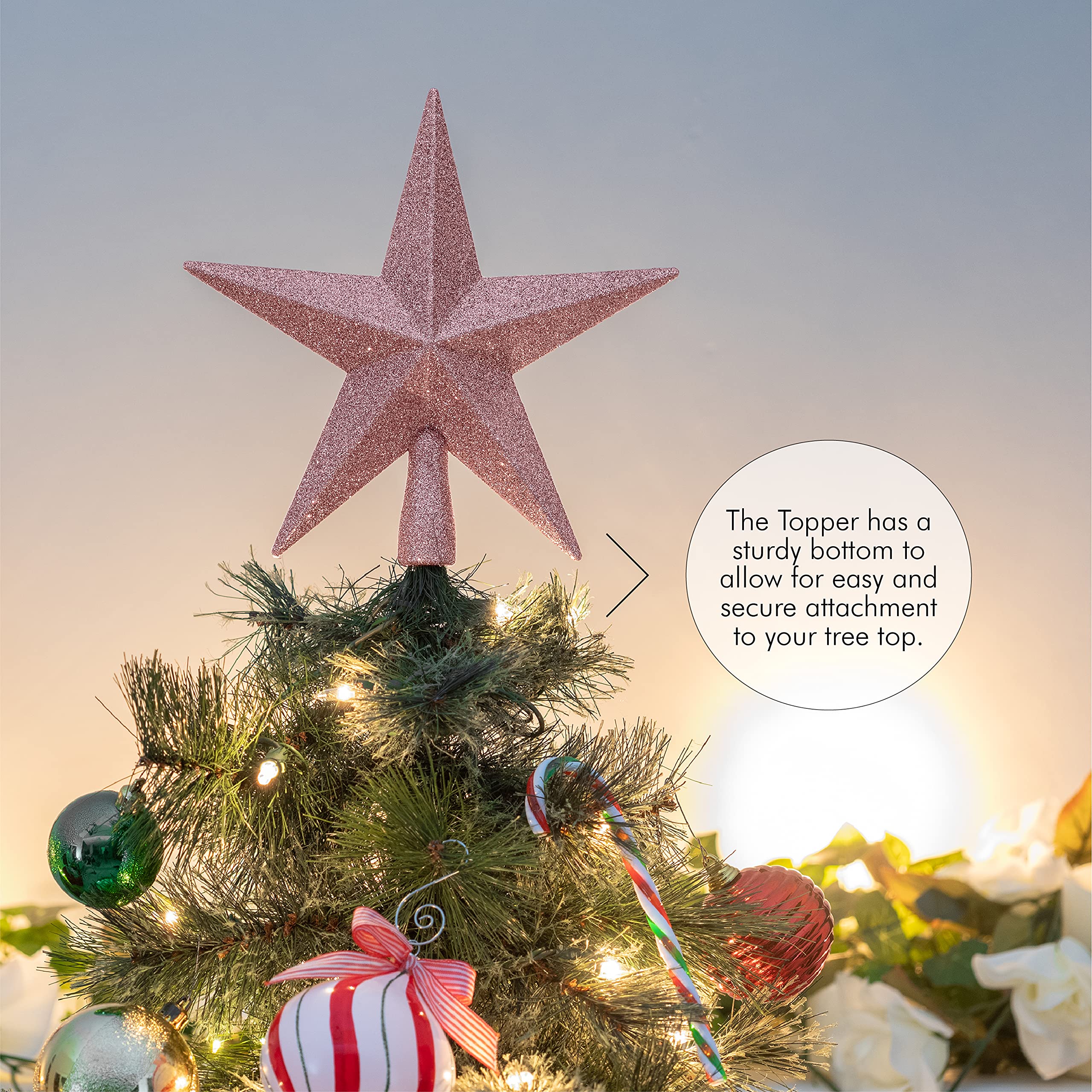 Foto 5 pulgar | Adorno Para Árbol, Estrella Con Purpurina, 20 Cm, Decoración Navideña - Venta Internacional.