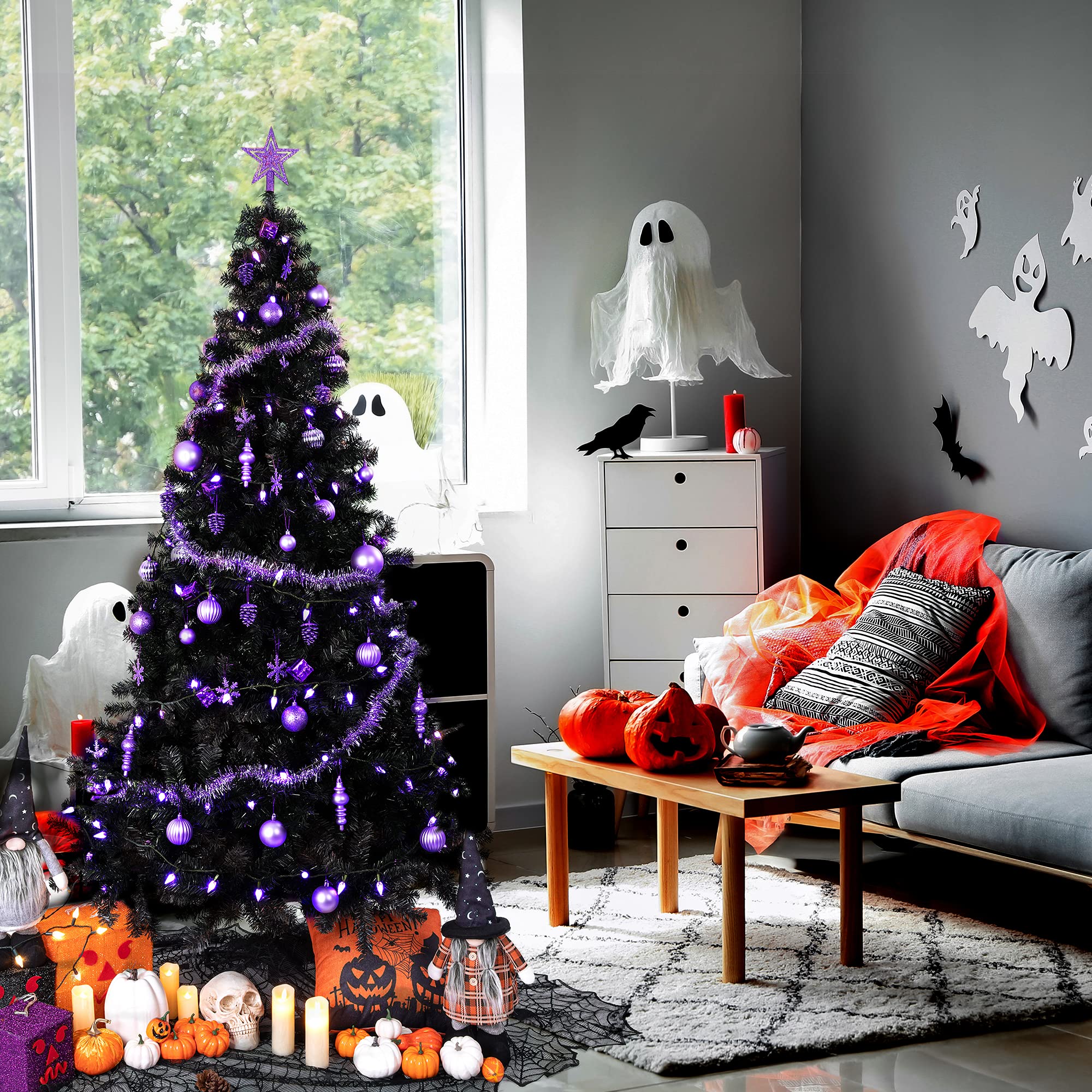 Foto 2 | Árbol De Navidad Sunnyglade, Pvc Negro, 1,2 M, Con Soporte De Metal - Venta Internacional.