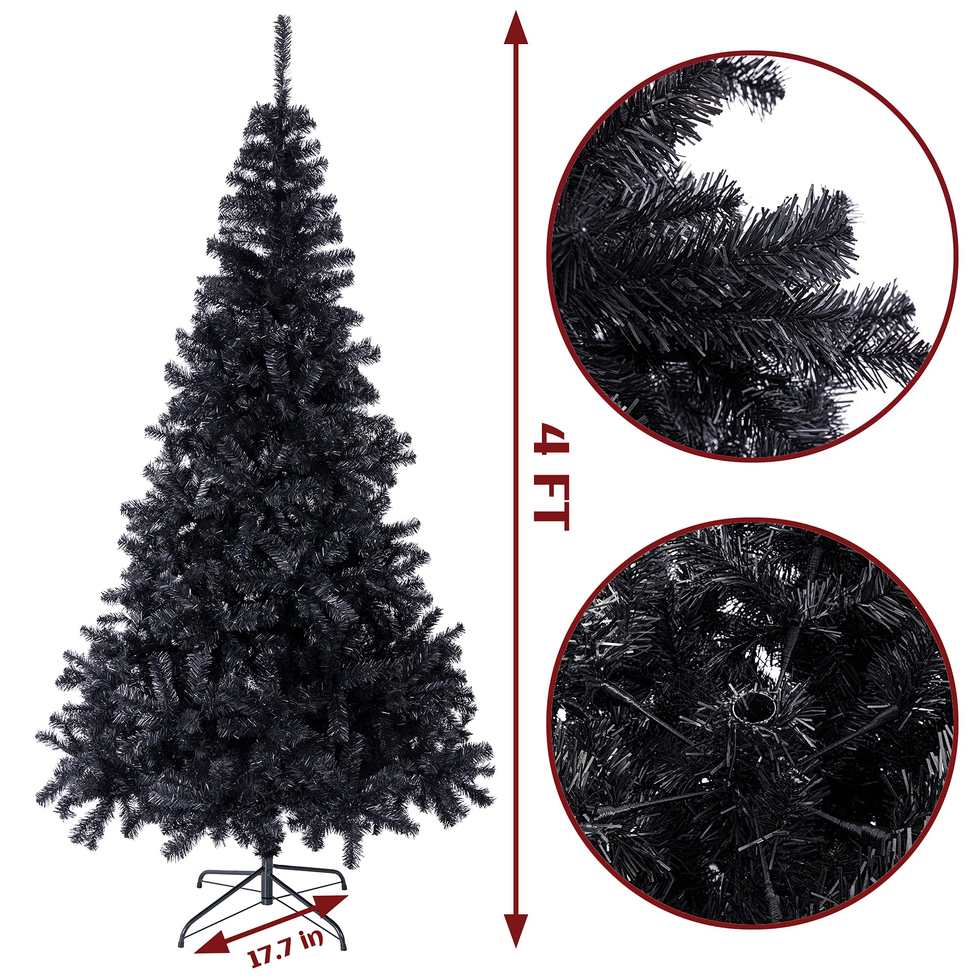 Foto 7 pulgar | Árbol De Navidad Sunnyglade, Pvc Negro, 1,2 M, Con Soporte De Metal - Venta Internacional.