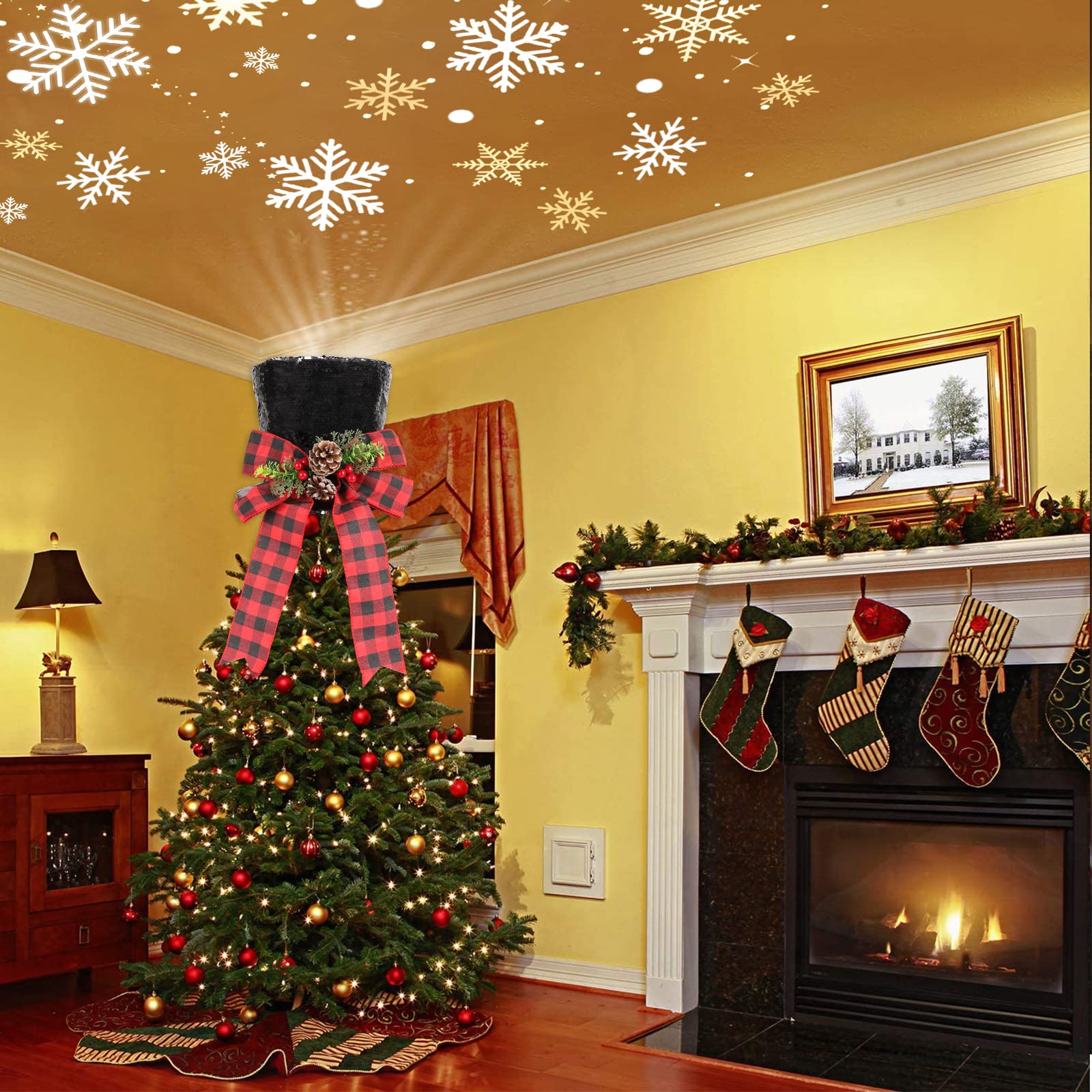 Foto 3 pulgar | Gorro Para Árbol De Navidad Con Copos De Nieve Iluminados Hohotime - Venta Internacional.