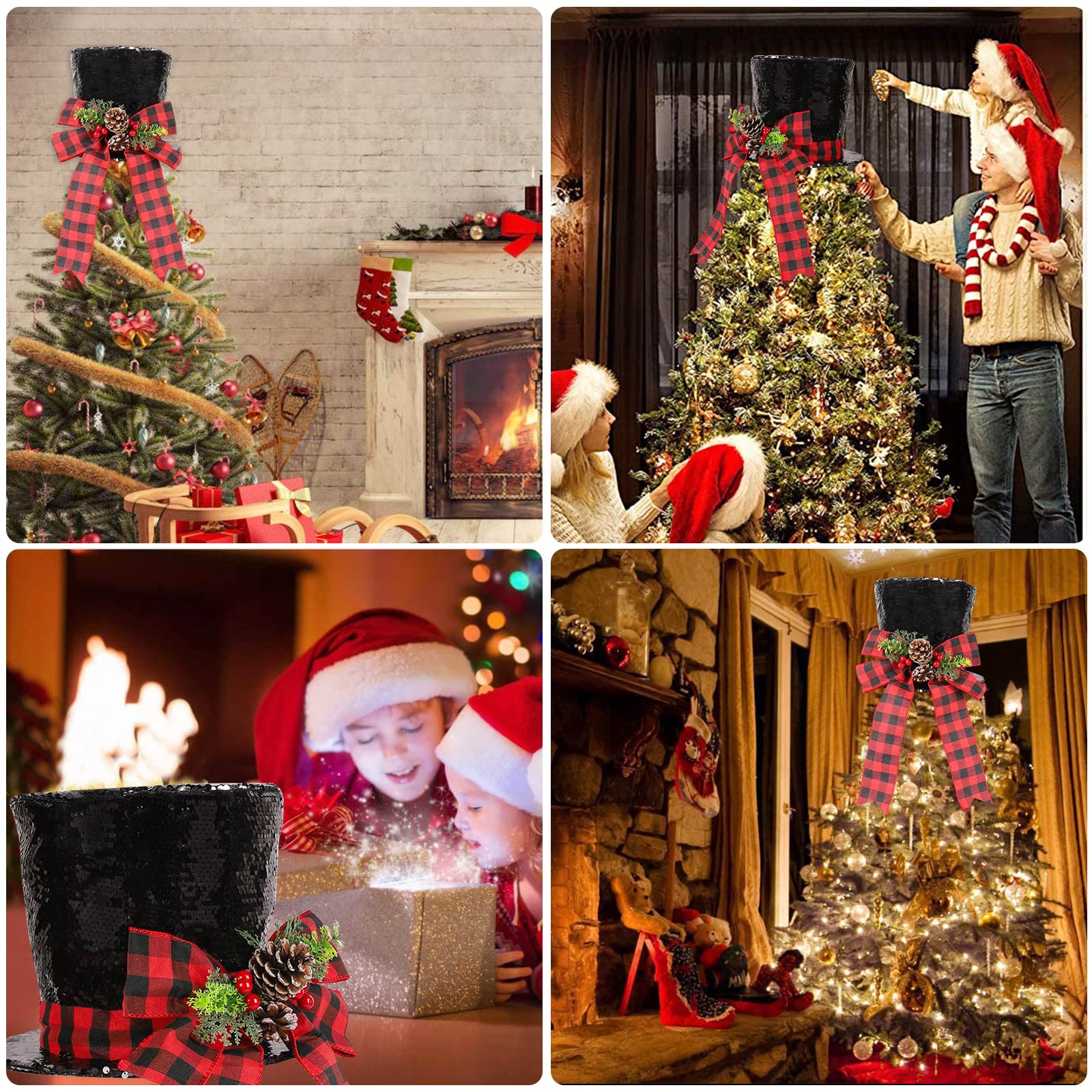 Foto 7 pulgar | Gorro Para Árbol De Navidad Con Copos De Nieve Iluminados Hohotime - Venta Internacional.