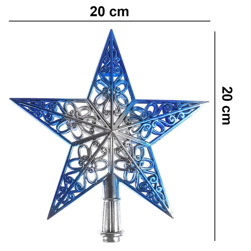 Foto 5 pulgar | Decoración Con Forma De Estrella Para Árbol De Navidad, Sanlin Beans, De Plástico Azul Plateado - Venta Internacional.