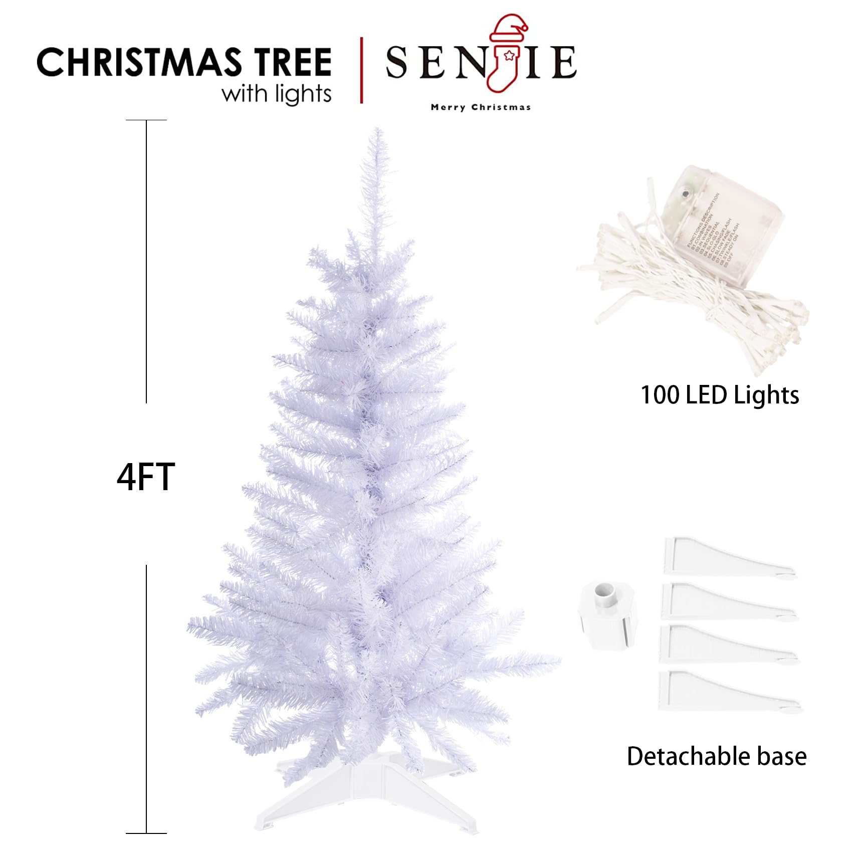 Foto 3 pulgar | Árbol De Navidad Senjie Artificial De 1,2 M Con 100 Luces Led - Venta Internacional.