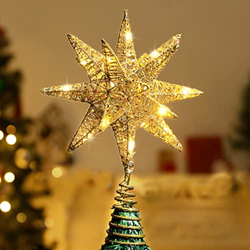 Foto 2 pulgar | Decoración Para Árbol De Navidad Lewondr Con Forma De Estrella Geométrica 3d Con Luz Led - Venta Internacional.