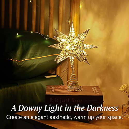 Foto 3 pulgar | Decoración Para Árbol De Navidad Lewondr Con Forma De Estrella Geométrica 3d Con Luz Led - Venta Internacional.