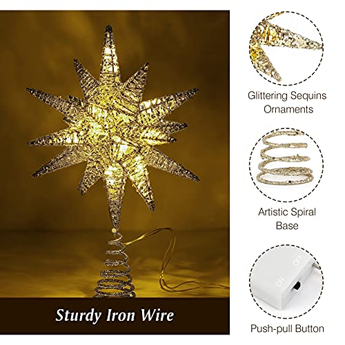 Foto 3 | Decoración Para Árbol De Navidad Lewondr Con Forma De Estrella Geométrica 3d Con Luz Led - Venta Internacional.