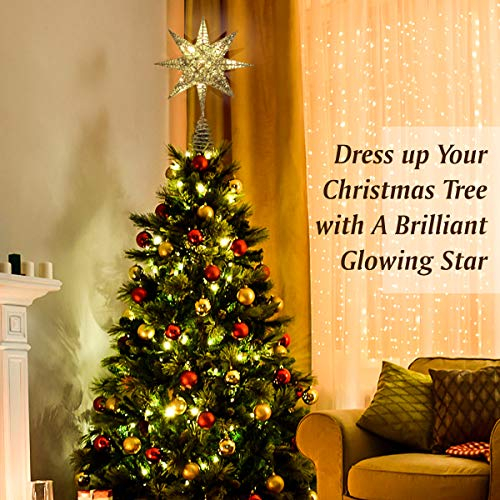 Foto 5 pulgar | Decoración Para Árbol De Navidad Lewondr Con Forma De Estrella Geométrica 3d Con Luz Led - Venta Internacional.
