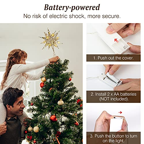 Foto 7 pulgar | Decoración Para Árbol De Navidad Lewondr Con Forma De Estrella Geométrica 3d Con Luz Led - Venta Internacional.