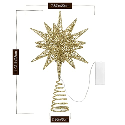 Foto 8 pulgar | Decoración Para Árbol De Navidad Lewondr Con Forma De Estrella Geométrica 3d Con Luz Led - Venta Internacional.