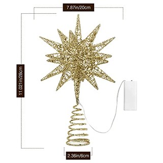 Foto 7 | Decoración Para Árbol De Navidad Lewondr Con Forma De Estrella Geométrica 3d Con Luz Led - Venta Internacional.