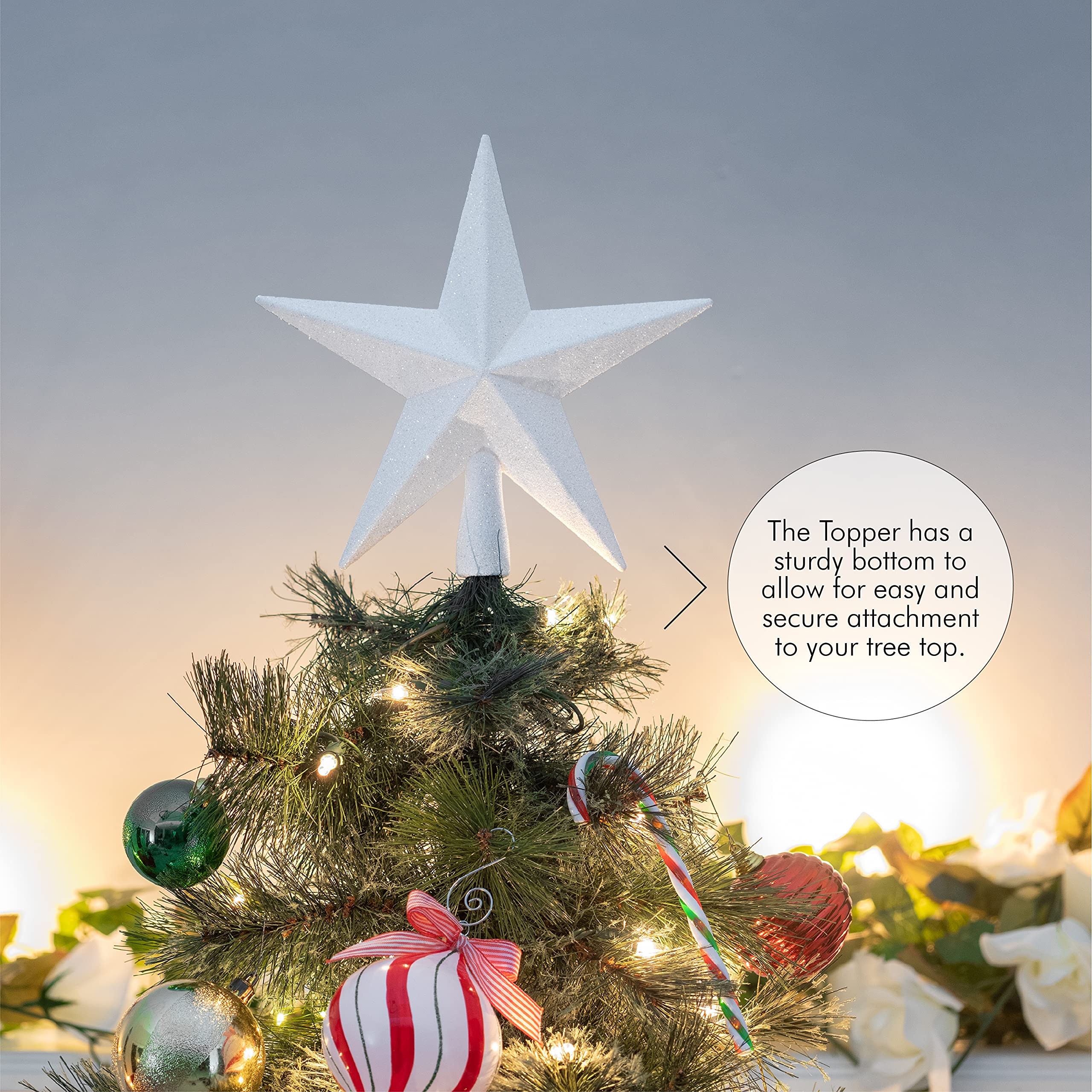 Foto 5 pulgar | Adorno Para Árbol, Estrella Con Purpurina, 20 Cm, Decoración Navideña - Venta Internacional.