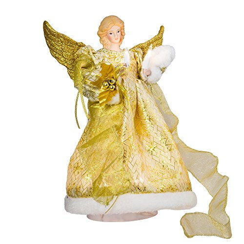 Foto 1 | Vestido Dorado Con Diseño De Ángel De Kurt Adler Para Adornar El Árbol De Navidad, 30 Cm - Venta Internacional.