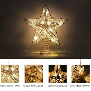 Foto 4 | Decoración Para Árbol De Navidad Con Forma De Estrella De Lewonder, Con Luces Y Lentejuelas, Color P - Venta Intern