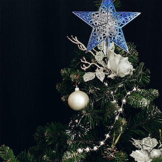 Foto 3 | Decoración Para Árbol De Navidad Con Forma De Estrella Brillante, Plateado Y Azul - Venta Internacional.