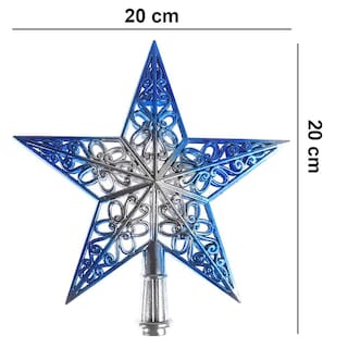 Foto 4 | Decoración Para Árbol De Navidad Con Forma De Estrella Brillante, Plateado Y Azul - Venta Internacional.