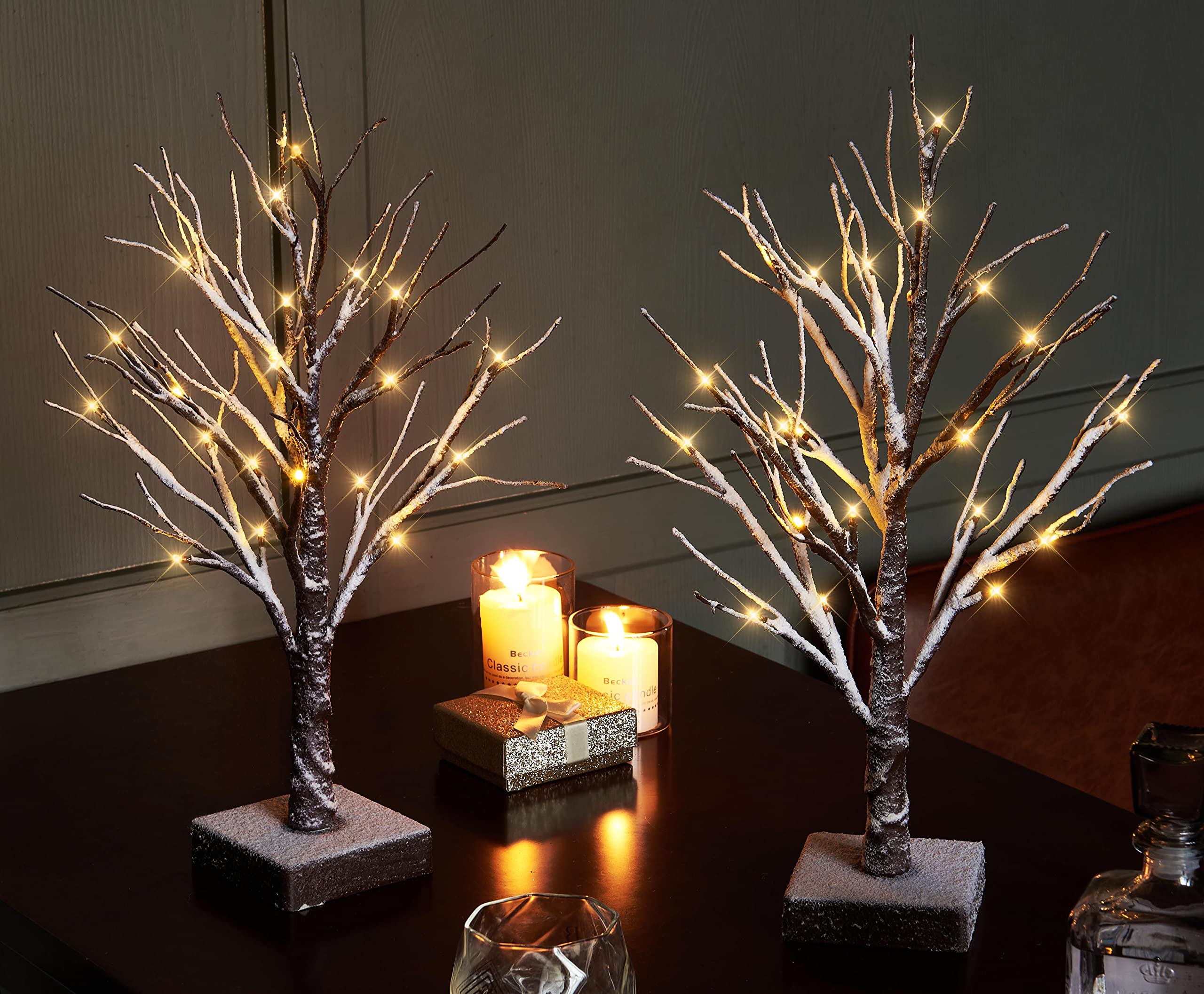 Foto 2 pulgar | Árbol De Navidad Hairui, Mesa Preiluminado, Espolvoreado Con Nieve Y Temporizador - Venta Internacional.