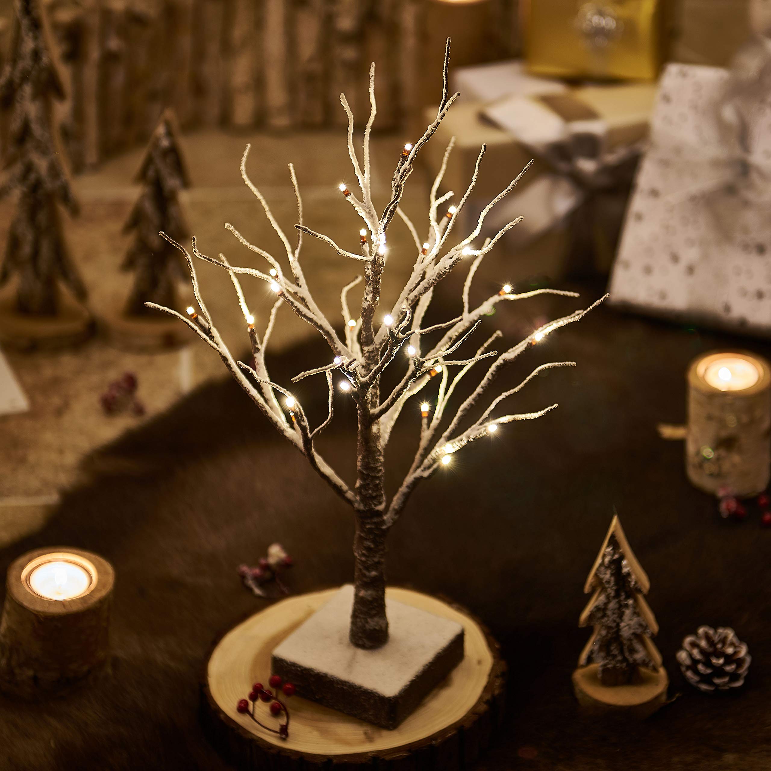 Foto 4 pulgar | Árbol De Navidad Hairui, Mesa Preiluminado, Espolvoreado Con Nieve Y Temporizador - Venta Internacional.