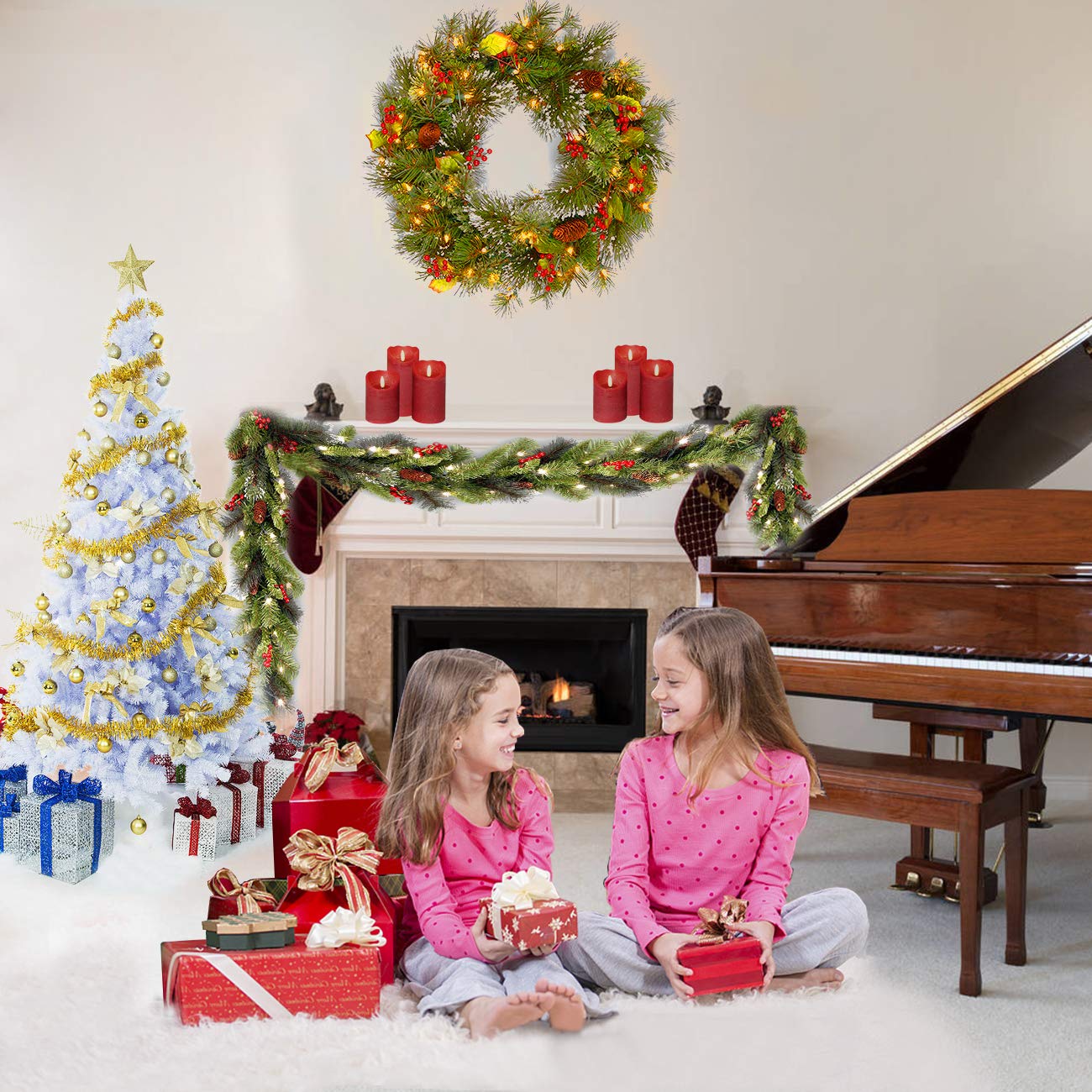 Foto 6 | Árbol De Navidad Sunnyglade Premium White De 1,2 M Con Soporte - Venta Internacional.