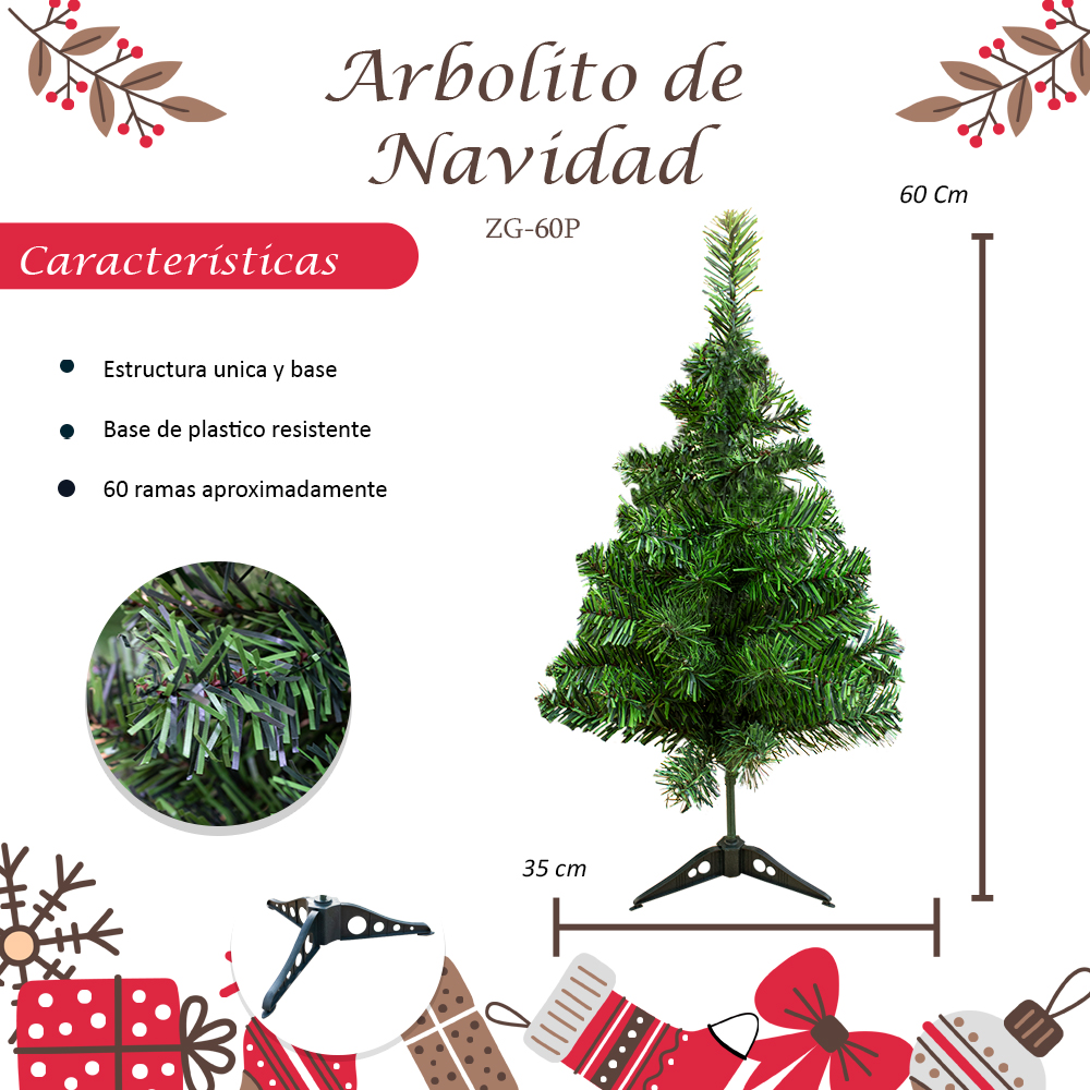 Foto 3 pulgar | Mini Árbol De Navidad Pequeño Para Mesa Y Escritorio 60cm