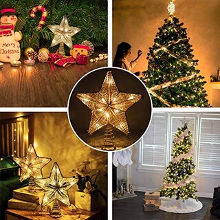 Foto 5 | Decoración Para Árbol De Navidad Con Forma De Estrella De Lewondr, Con Luces Y Lentejuelas, Color Do - Venta Intern