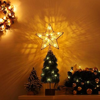 Foto 6 | Decoración Para Árbol De Navidad Con Forma De Estrella De Lewondr, Con Luces Y Lentejuelas, Color Do - Venta Intern