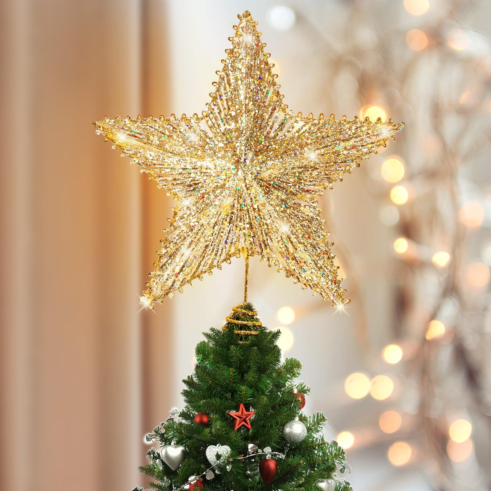Decoración Para Árbol De Navidad Luxspire, Estrella Iluminada Por Led, 30 Cm - Venta Internacional.
