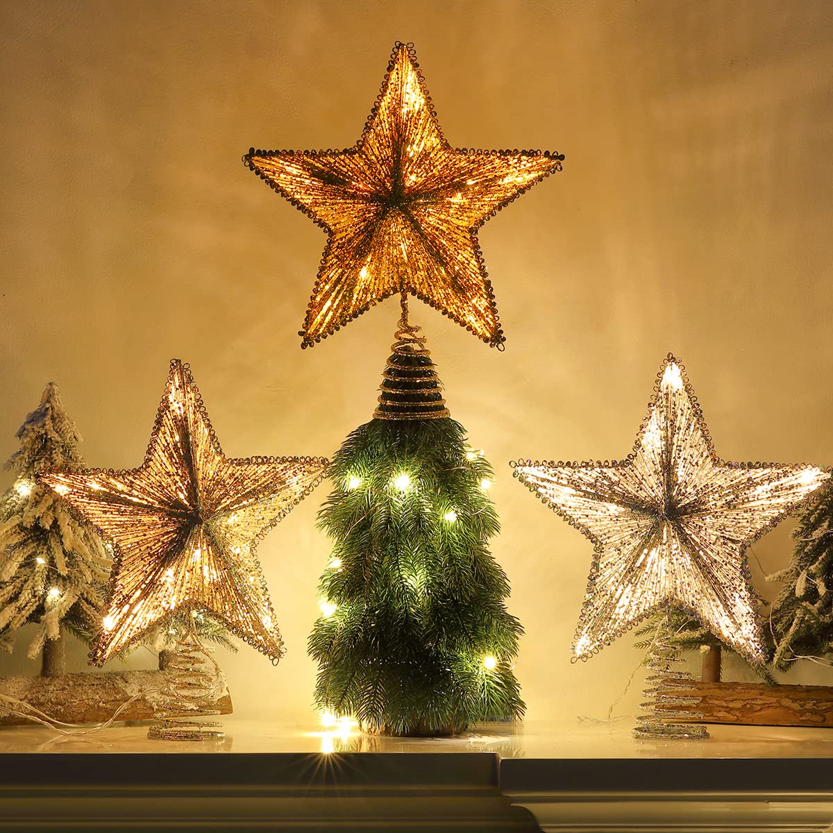 Foto 7 | Decoración Para Árbol De Navidad Luxspire, Estrella Iluminada Por Led, 30 Cm - Venta Internacional.