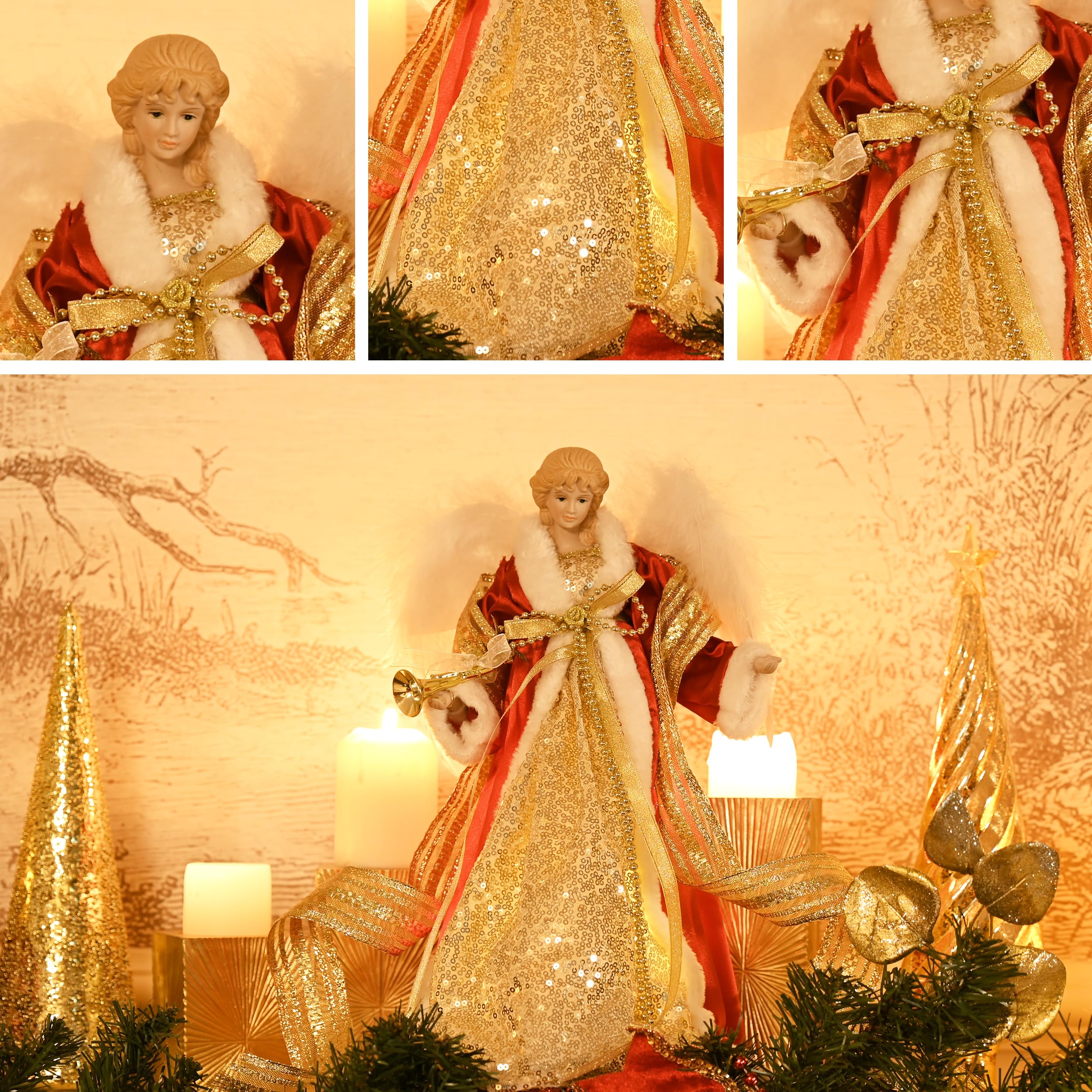 Foto 6 pulgar | Decoración Para Árbol De Ángel De Navidad Valery Madelyn, 40 Cm Con Luz - Venta Internacional.