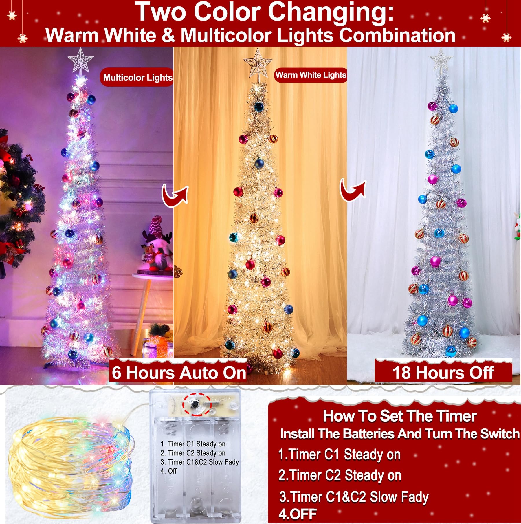 Foto 3 pulgar | [árbol De Navidad] Turnmeon, Ventana Emergente Preiluminada De 5 Pies Con Temporizador Y 50 Led - Venta Internacional.