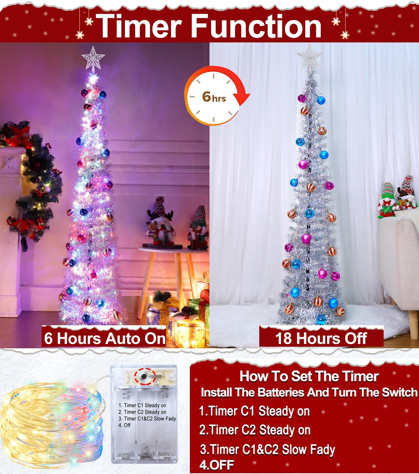 Foto 4 pulgar | [árbol De Navidad] Turnmeon, Ventana Emergente Preiluminada De 5 Pies Con Temporizador Y 50 Led - Venta Internacional.