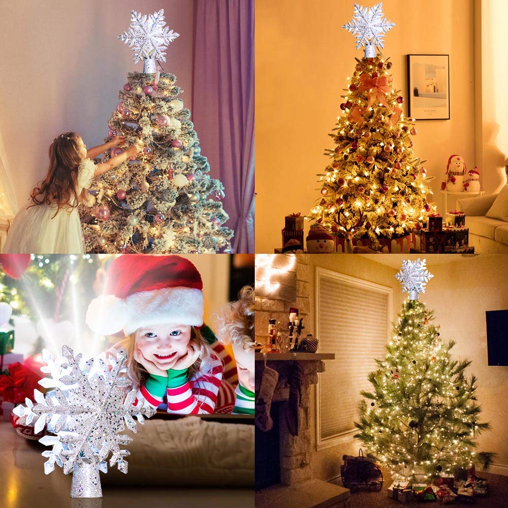 Foto 8 pulgar | Decoración Para Árbol De Navidad Con Luz Led Giratoria Cálida, Color Plateado - Venta Internacional.