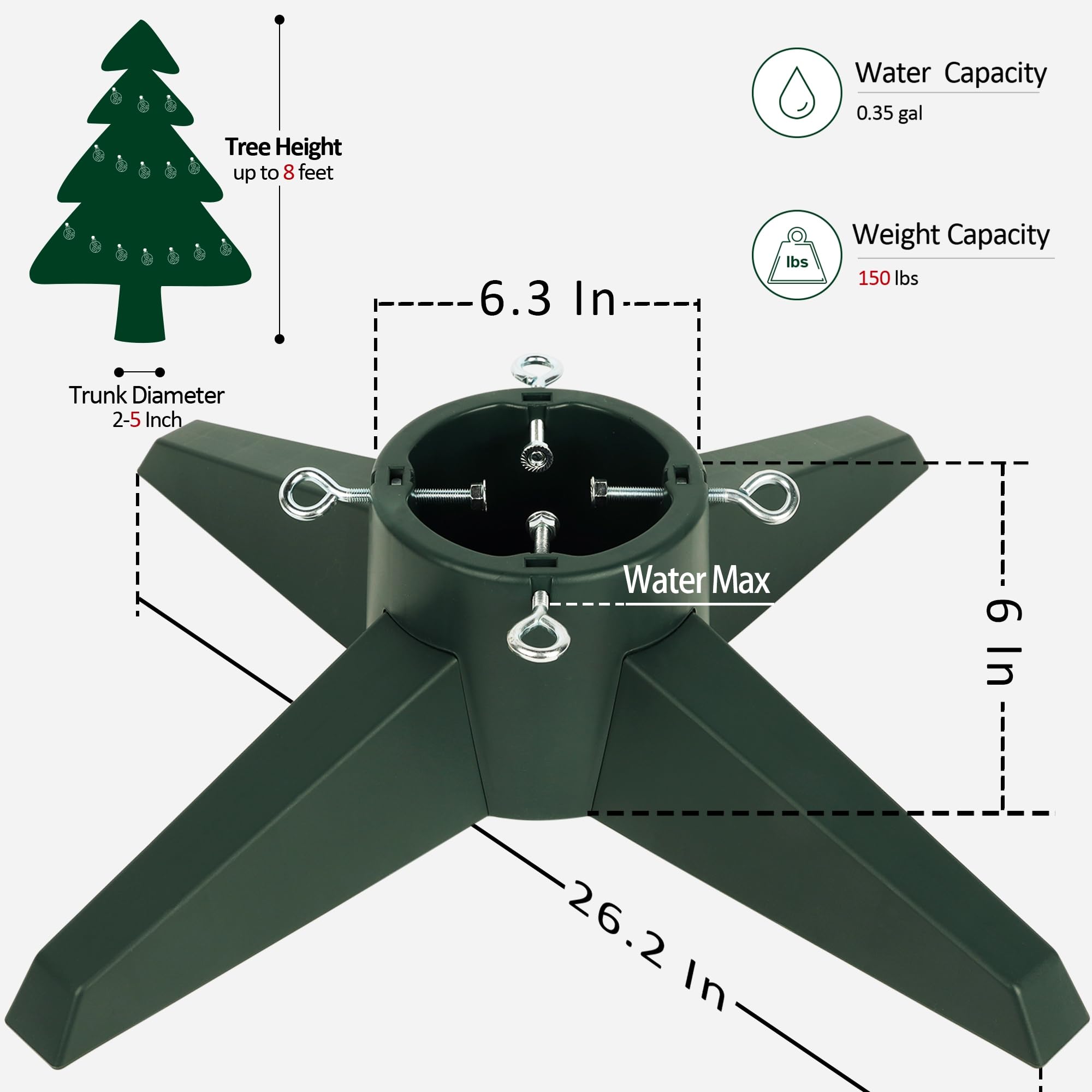 Foto 2 | Soporte Para Árbol De Navidad Forup Soporte Base Para Árbol De Navidad De 8 Pies - Venta Internacional.