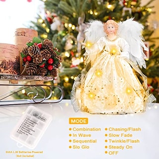 Foto 4 | Adorno De Árbol De Ángel Hohotime Con Alas De Plumas Blancas - Venta Internacional.